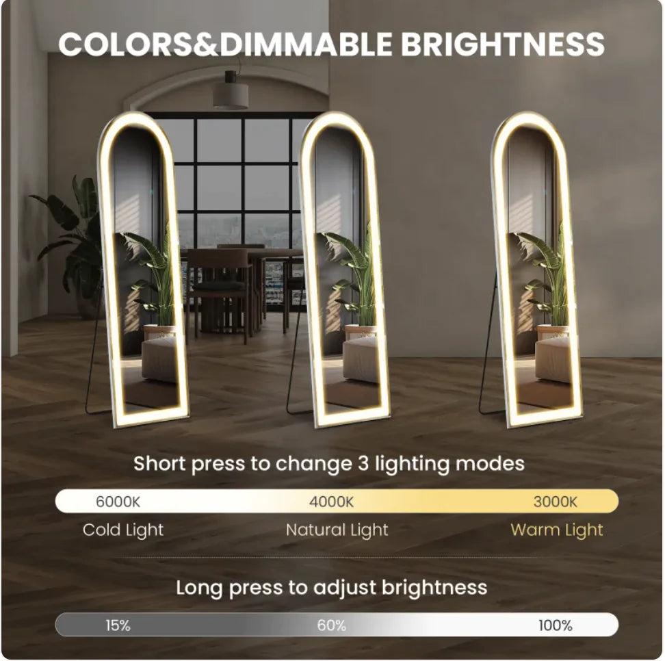 Tri-Light LED Full-Length Mirror